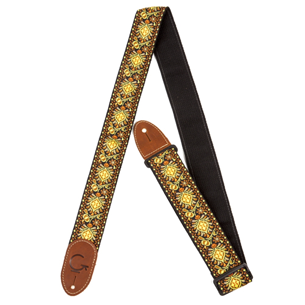 Gretsch G Brand Strap Yellow/Orange Brown Ends - Regent Sounds