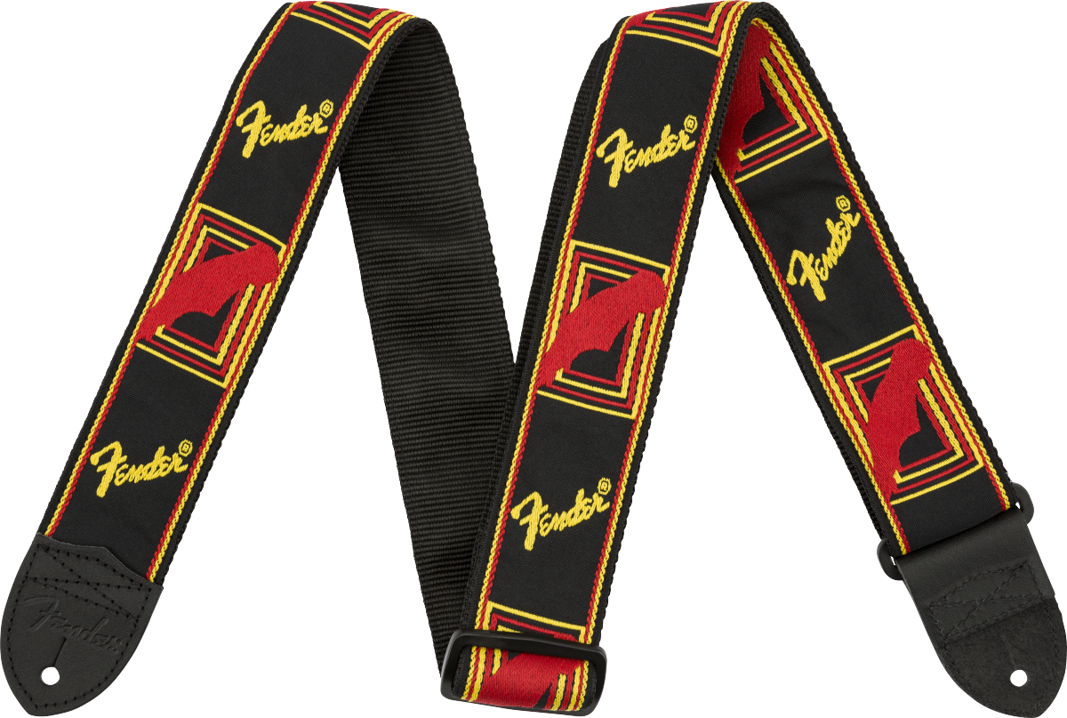 Fender Monogram Logo Strap Red/Yellow/Black - Regent Sounds