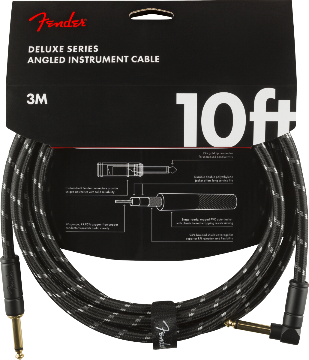 Fender Deluxe Series 10' Cable Angled Black Tweed - Regent Sounds