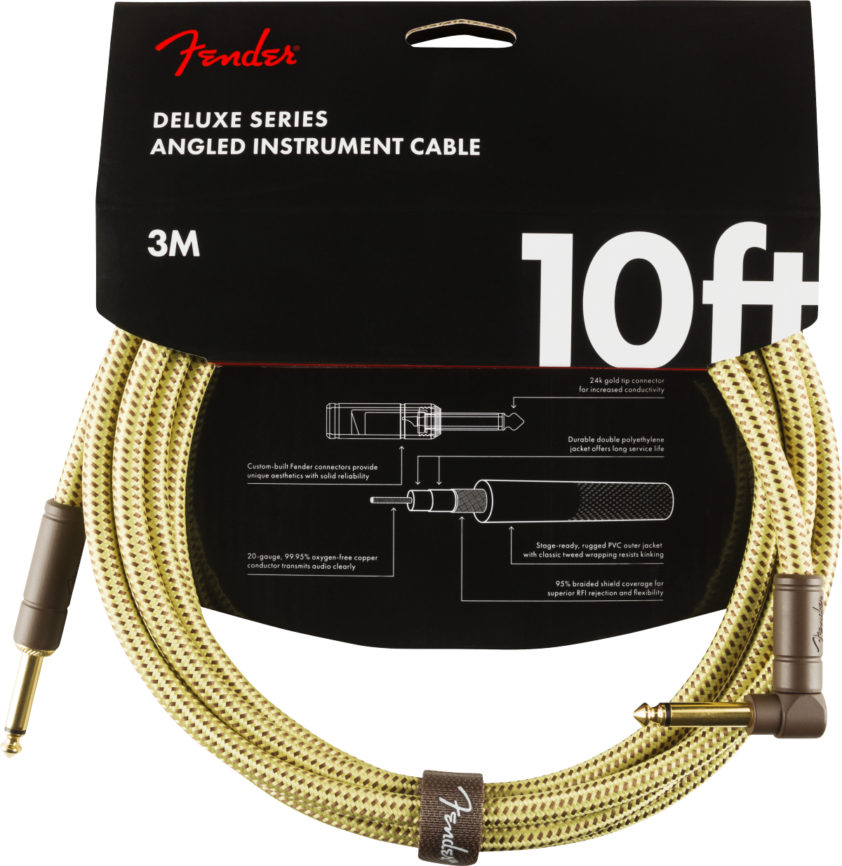 Fender Deluxe Series 10' Angled Cable Tweed - Regent Sounds
