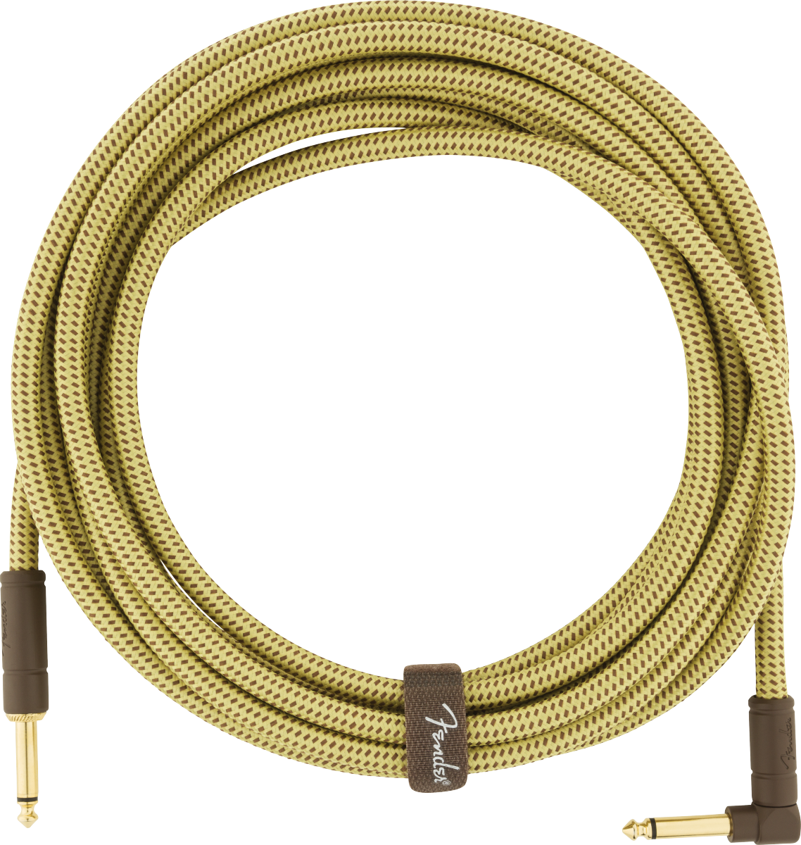 Fender Deluxe Series Instrument Cable, Straight/Angle, 18.6', Tweed - Regent Sounds