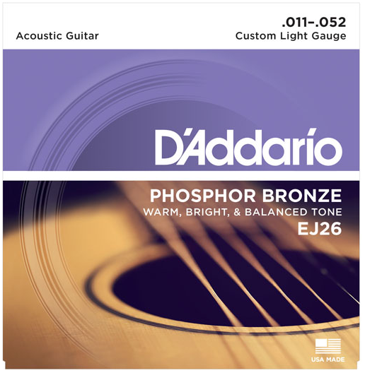 D'Addario EJ26 Phosphor Bronze Custom Light 11-52 - Regent Sounds