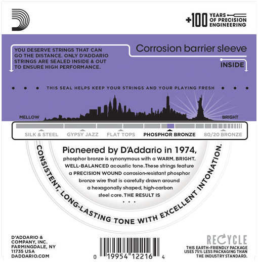 D'Addario EJ26 Phosphor Bronze Custom Light 11-52 - Regent Sounds
