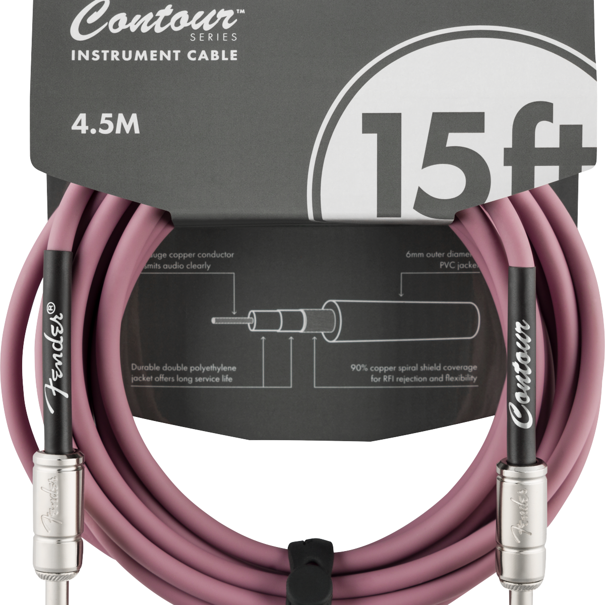 Fender Contour 15ft Cable, Burgundy Mist - Regent Sounds