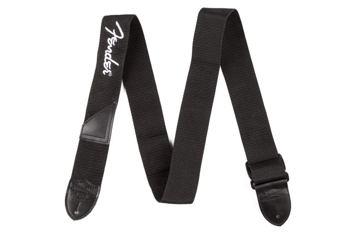 Fender Logo Strap, Black/White Logo, 2" - Regent Sounds