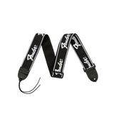Fender Running Logo Strap, Black/White Logo, 2" - Regent Sounds