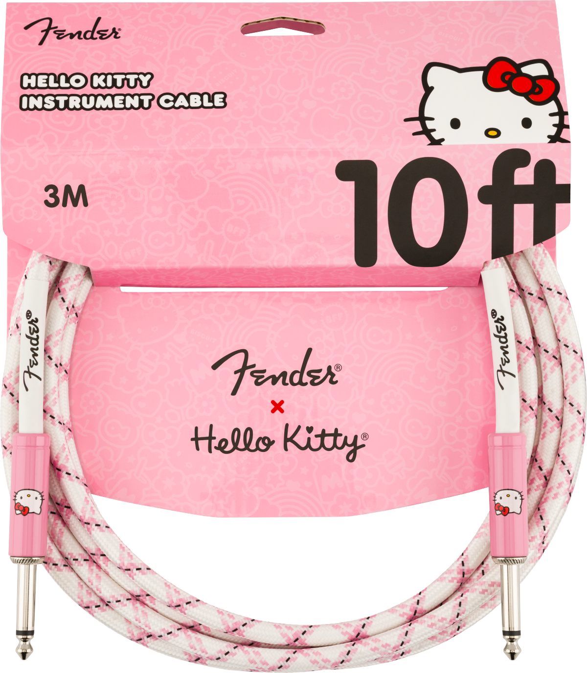 Fender x Hello Kitty White/Pink Woven Cable, 10' - Regent Sounds