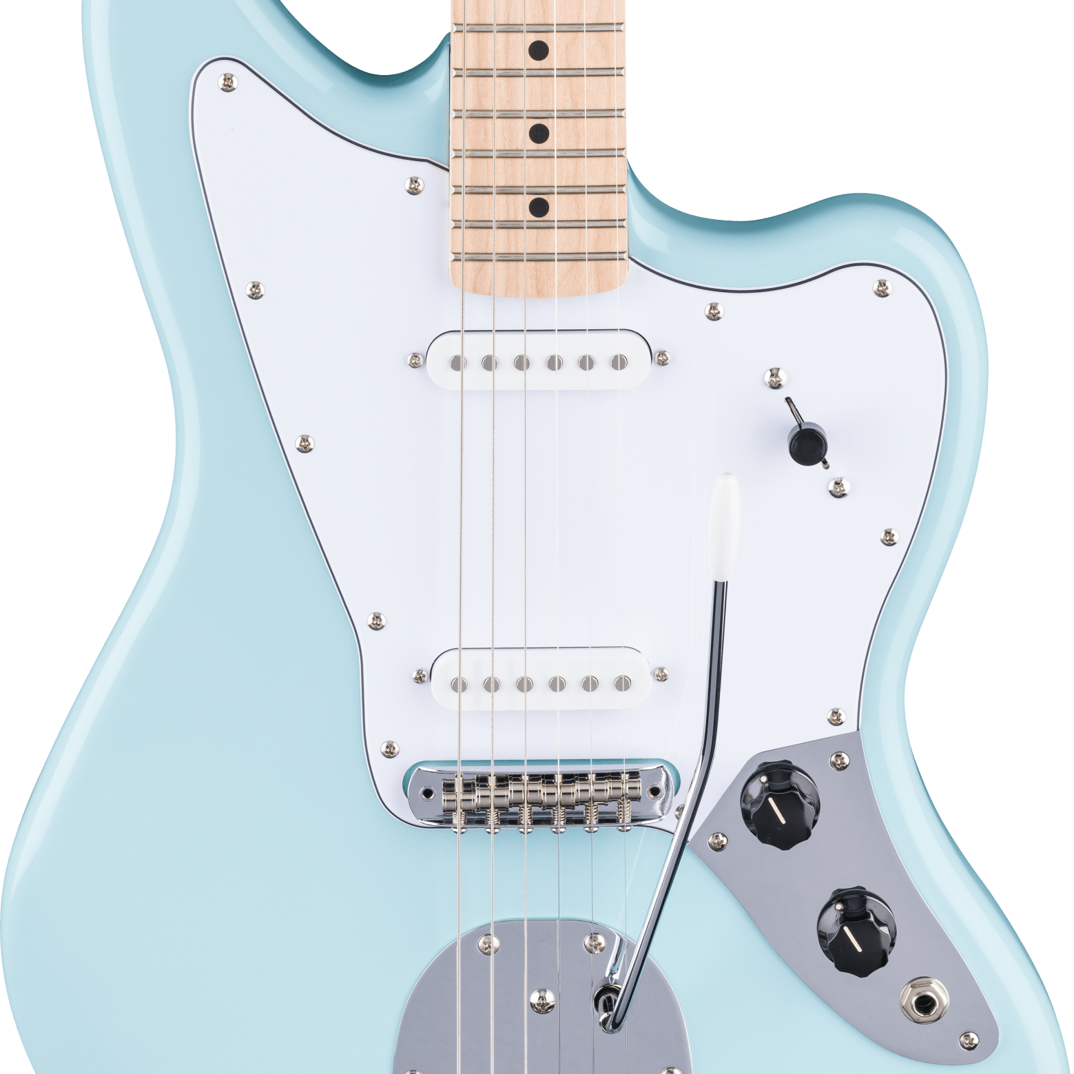 Squier FSR Affinity Jaguar, Matching Headstock, Daphne Blue - Regent Sounds