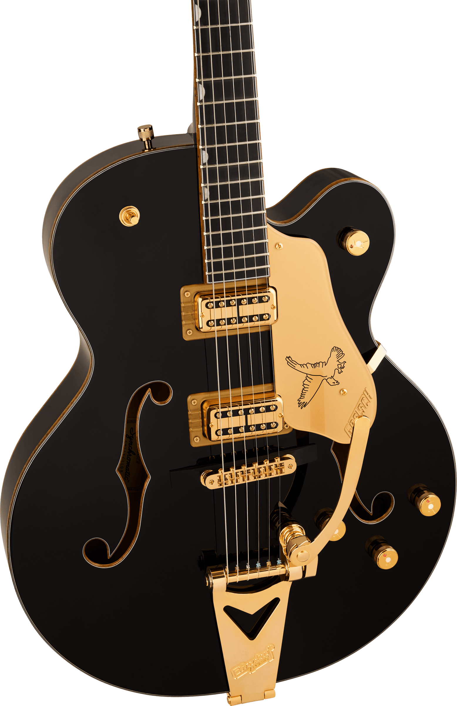 Synchromatic Falcon Hollow Body Single-Cut with Bigsby, Ebony Fingerboard, Black - Regent Sounds