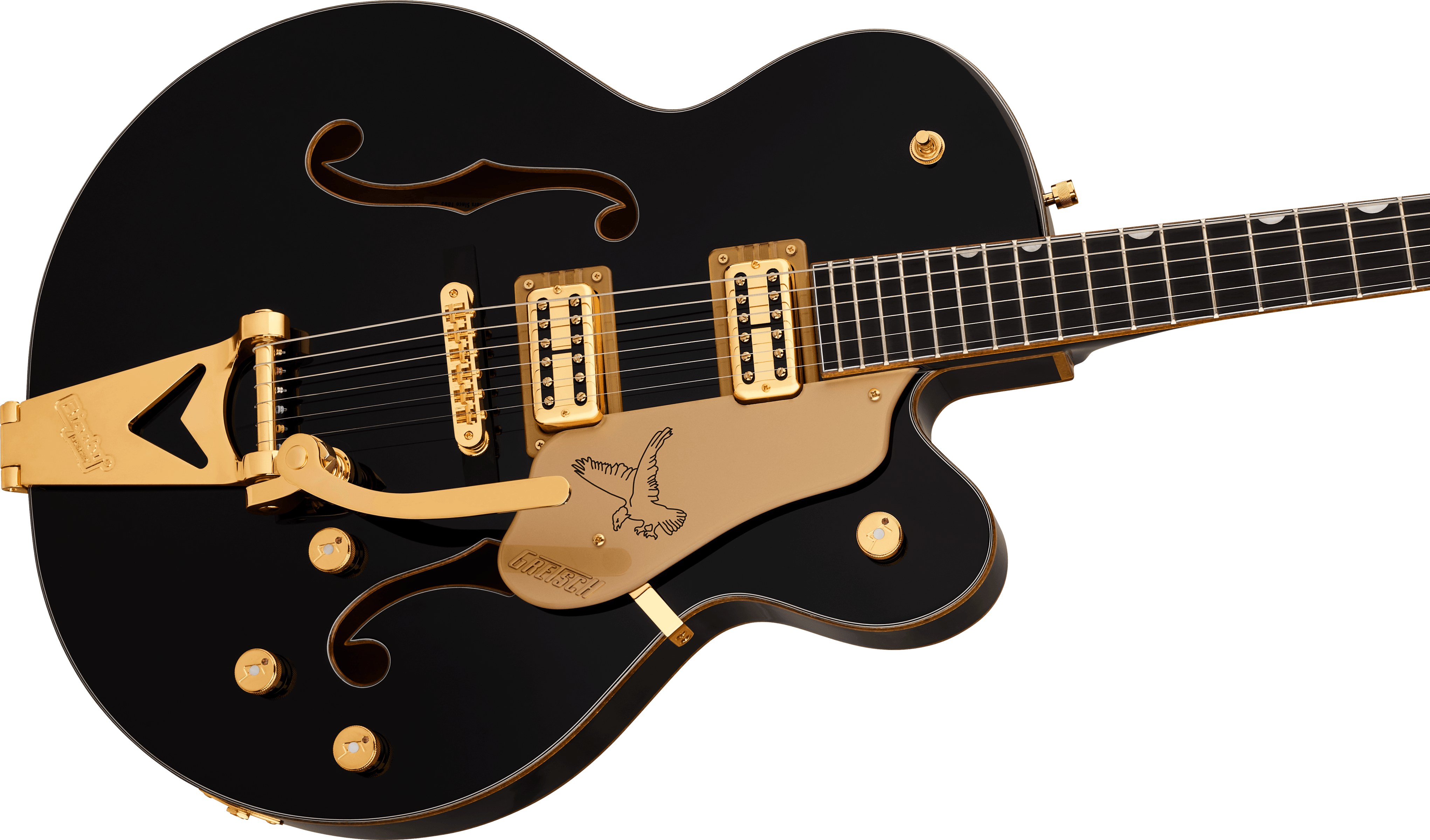 Synchromatic Falcon Hollow Body Single-Cut with Bigsby, Ebony Fingerboard, Black - Regent Sounds