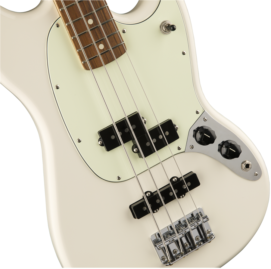 Fender Mustang Bass PJ Olympic White PF - Regent Sounds