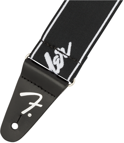 Fender weighless Running Logo Strap Black/White - Regent Sounds