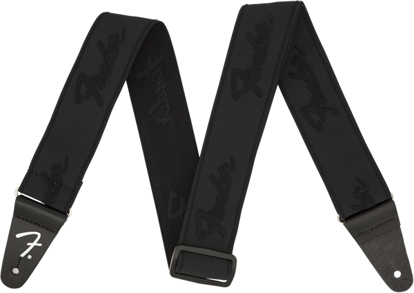 Fender Weighless Running Logo Strap Black/Black - Regent Sounds