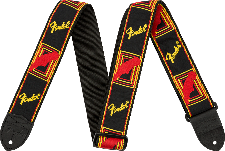 Fender Monogram Logo Strap Red/Yellow/Black - Regent Sounds