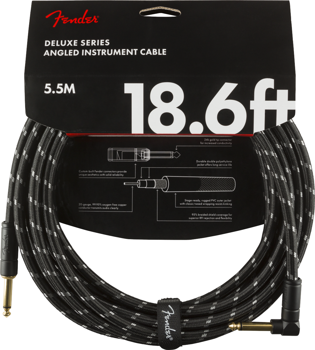 Fender Deluxe Series Cable Black Tweed 18.6' - Regent Sounds