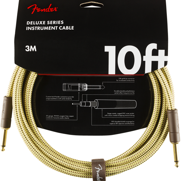 Fender Deluxe Series 10ft Straight Cable Tweed - Regent Sounds