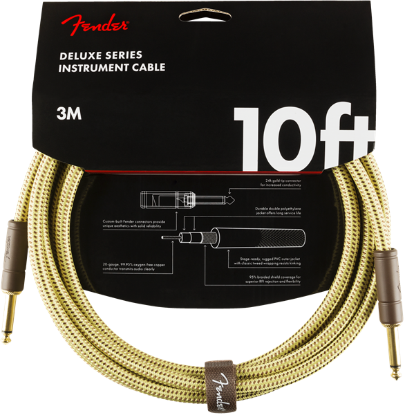 Fender Deluxe Series 10ft Straight Cable Tweed - Regent Sounds