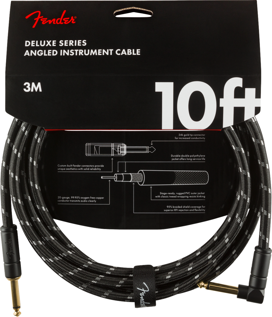 Fender Deluxe Series 10' Cable Angled Black Tweed - Regent Sounds