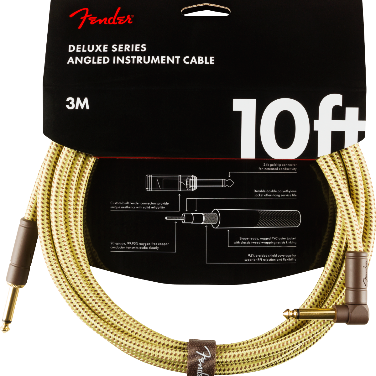 Fender Deluxe Series 10' Angled Cable Tweed - Regent Sounds