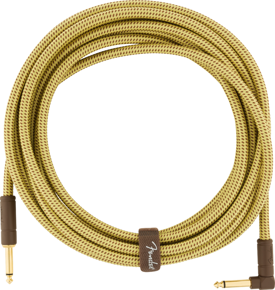 Fender  Deluxe Series Instrument Cable, Straight/Angle, 18.6', Tweed - Regent Sounds