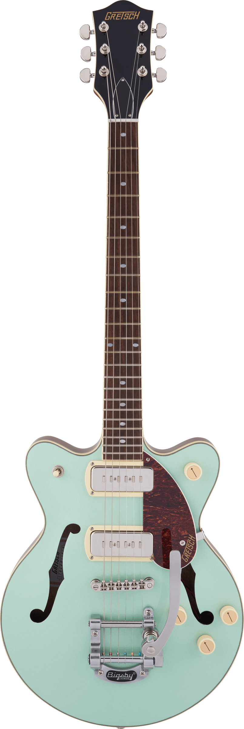 Gretsch G2655T-P90 Jr. Two-Tone Mint Metallic and Vintage Mahogany Stain - Regent Sounds