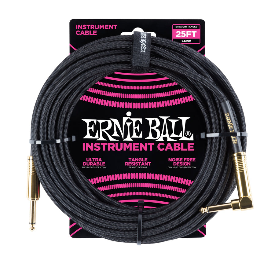 Ernie Ball 25ft Straight/Angle Braided Black - Regent Sounds