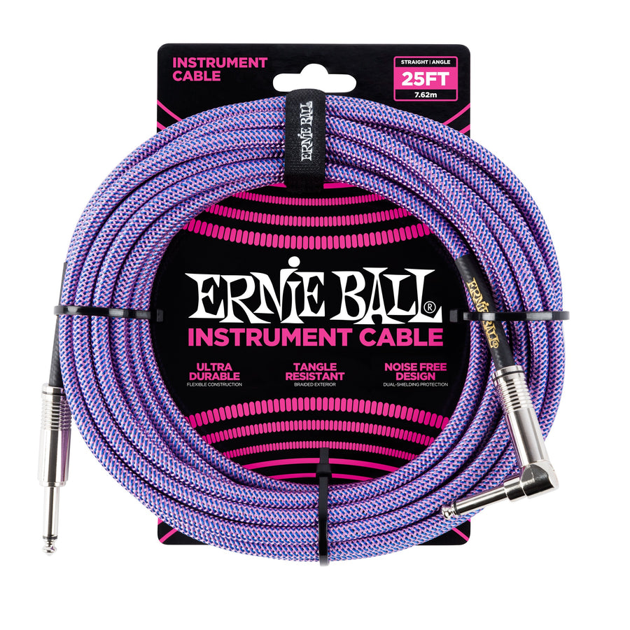 Ernie Ball 25ft Straight/Angle Braided Purple Blue - Regent Sounds