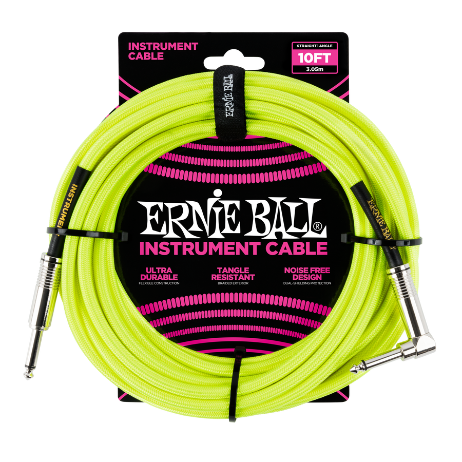 Ernie Ball 10ft Straight/Angle Braided Yellow - Regent Sounds