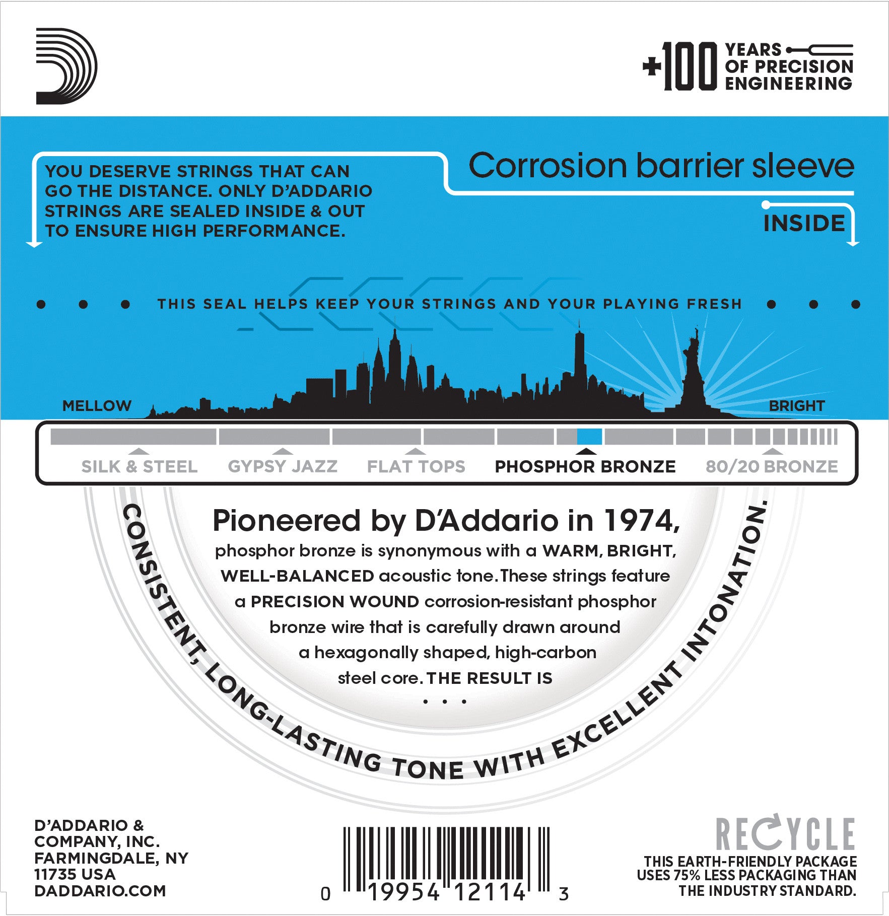 D'Addario EJ16 Phosphor Bronze Light 12-53 - Regent Sounds