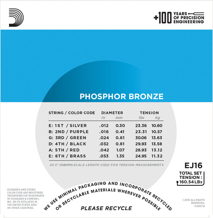 D'Addario EJ16 Phosphor Bronze Light 12-53 - Regent Sounds