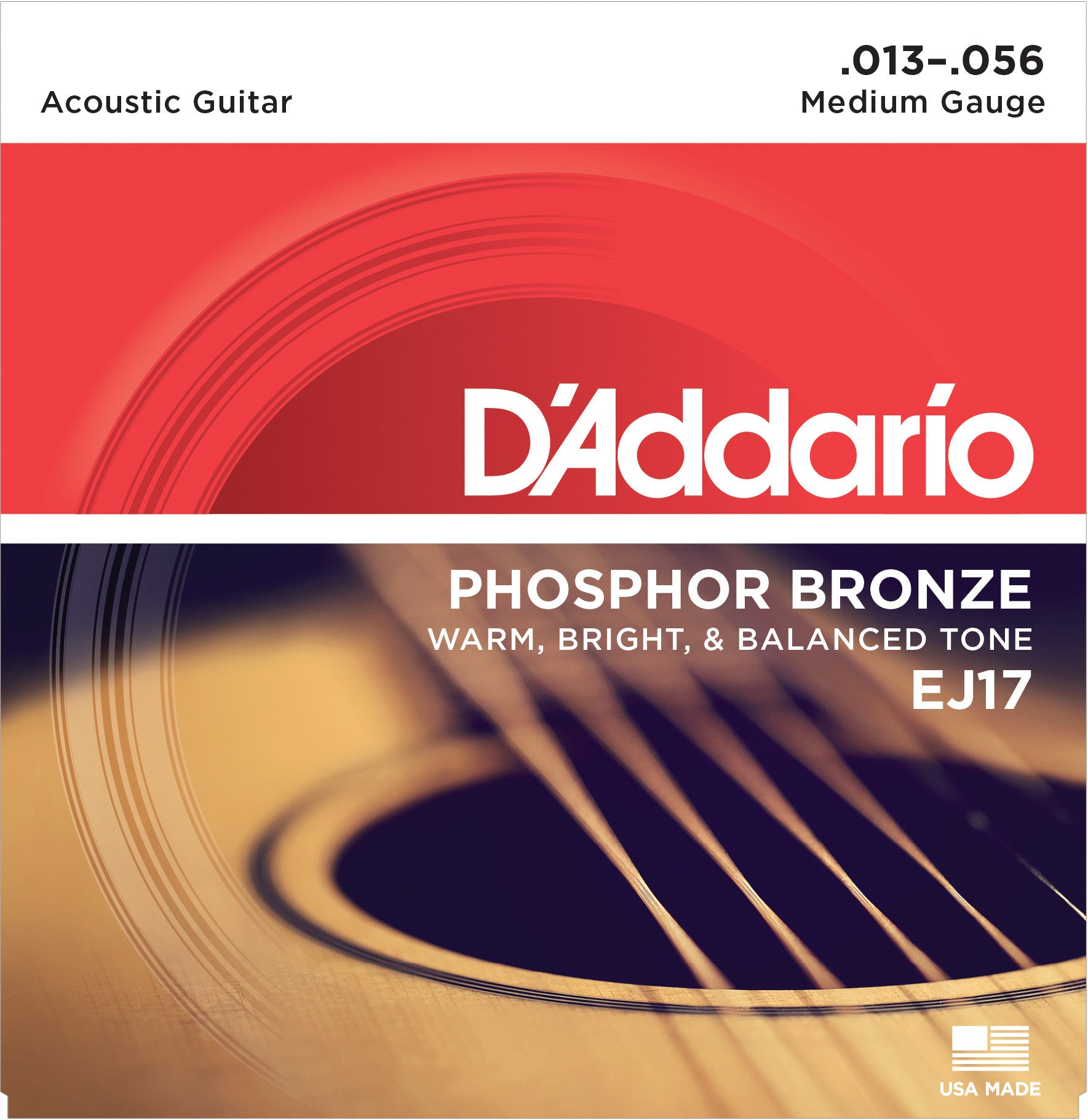 D'Addario EJ17 Phosphor Bronze Acoustic Guitar Strings 13-56 Medium - Regent Sounds