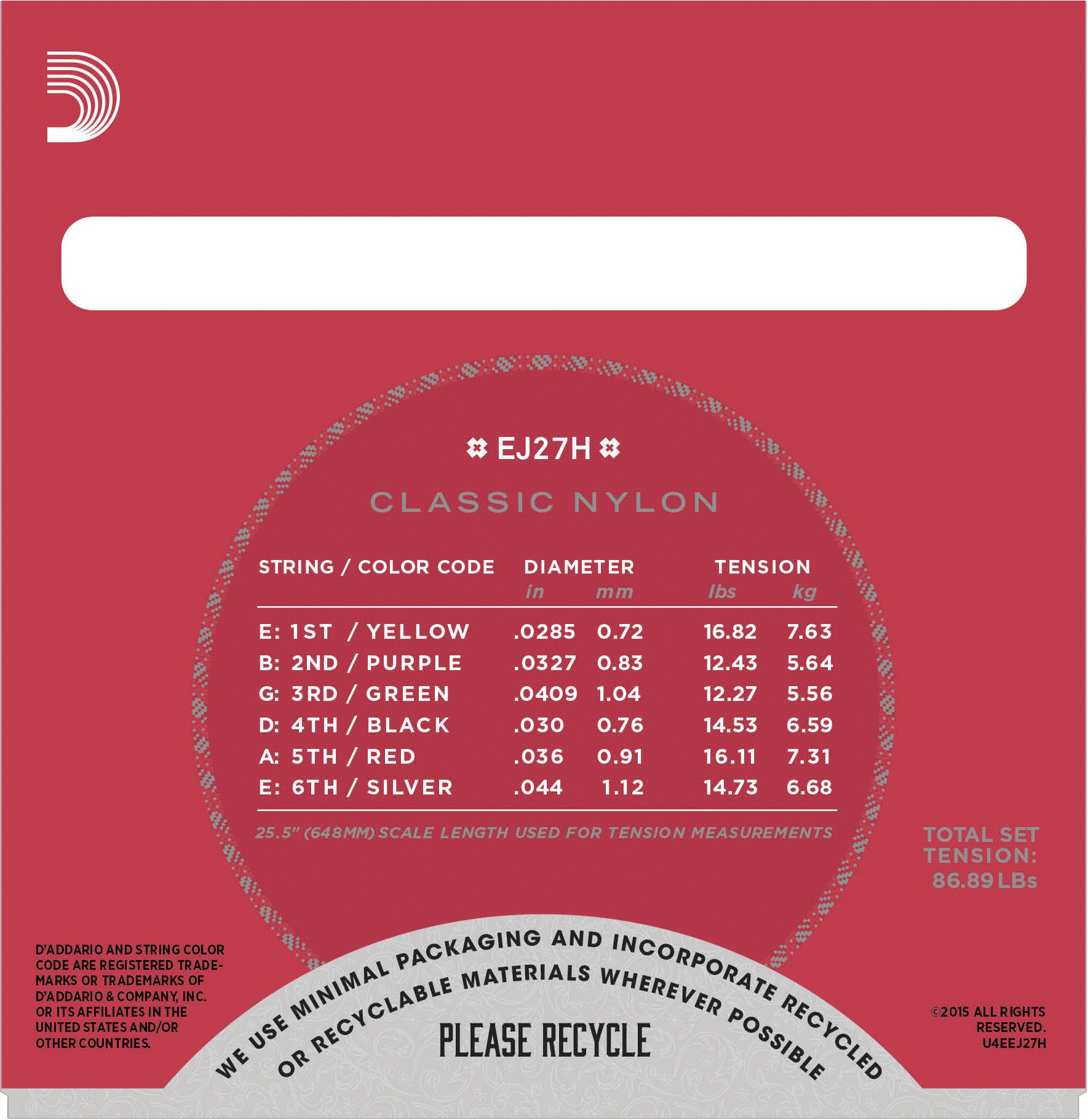 D'Addario EJ27H Classic Nylon Hard Tension - Regent Sounds
