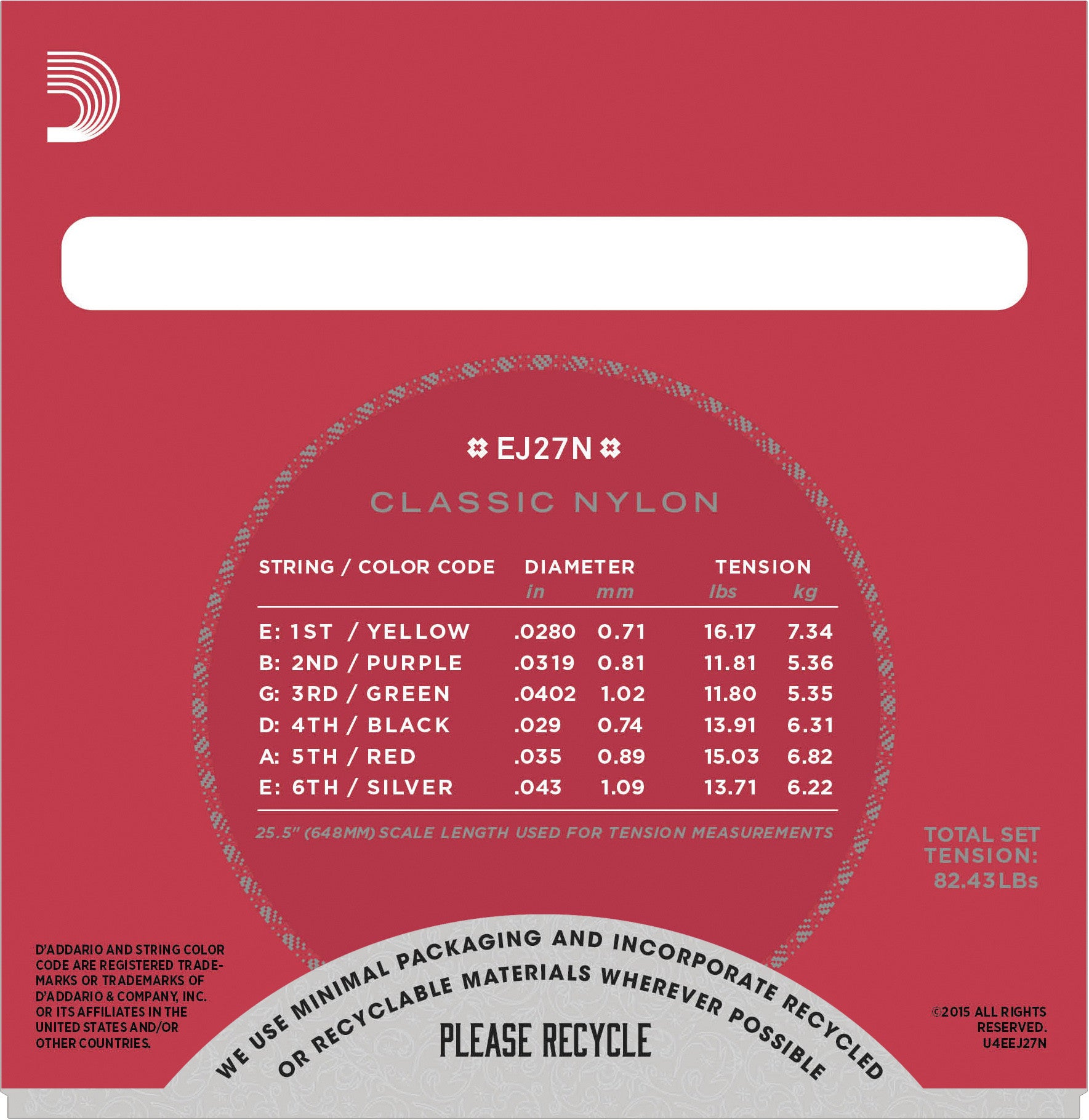 D'Addario EJ27N Classic Nylon Normal Tension - Regent Sounds