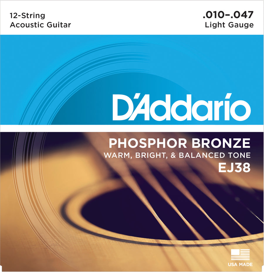 D'Addario EJ38 Phosphor Bronze Light 12 String 10-47 - Regent Sounds